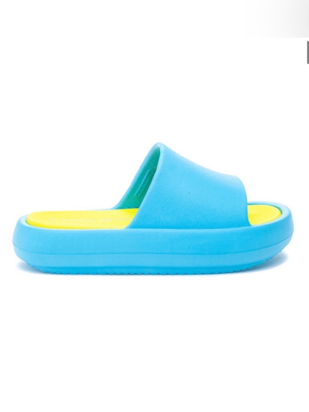 J Slides Eva Squish Sandals in Turquoise/ Yellow - NIB
